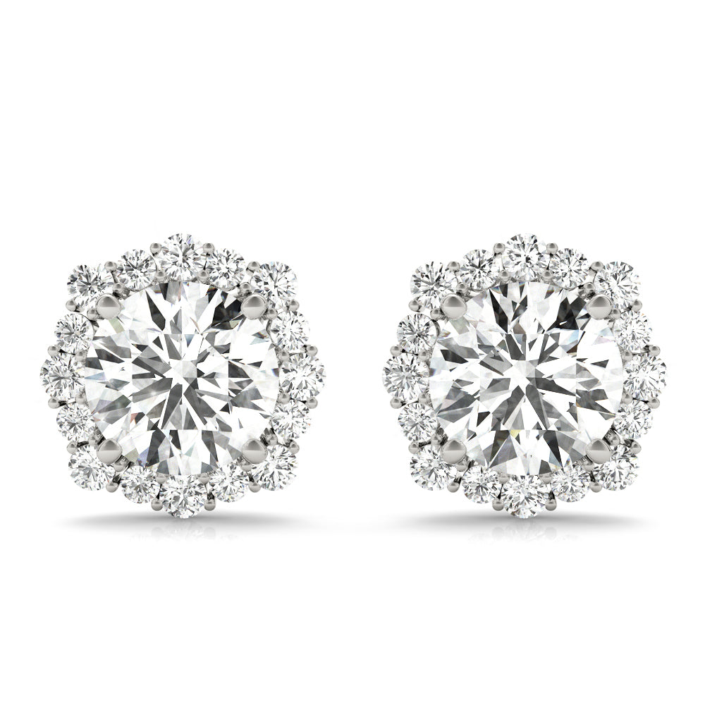 Round Diamond Halo Earrings