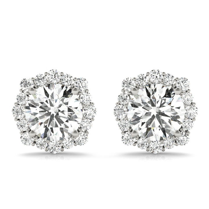Round Diamond Halo Earrings