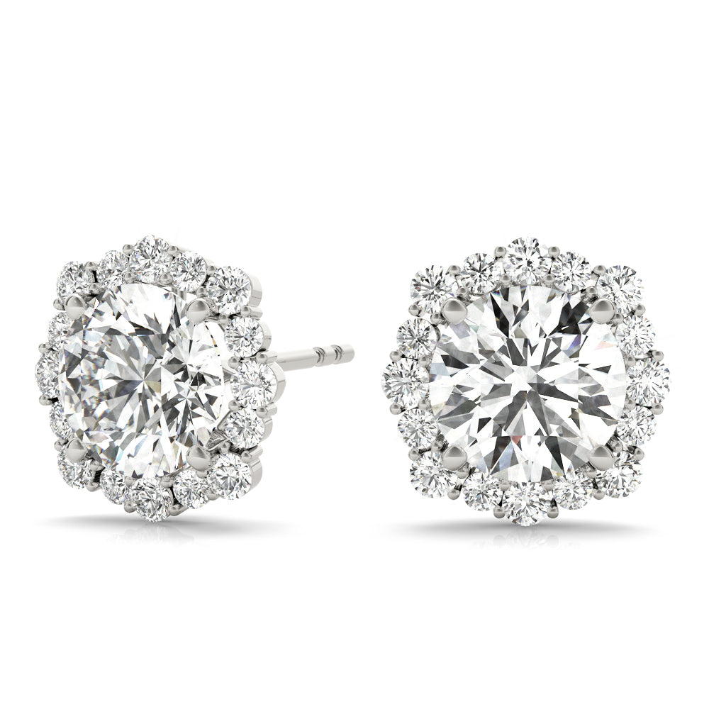 Round Diamond Halo Earrings