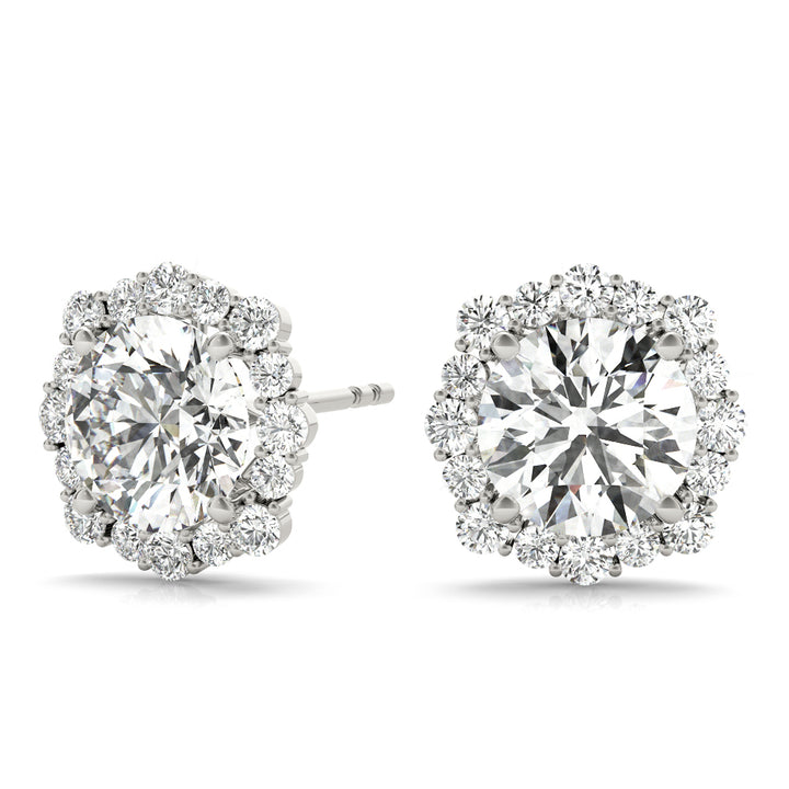 Round Diamond Halo Earrings