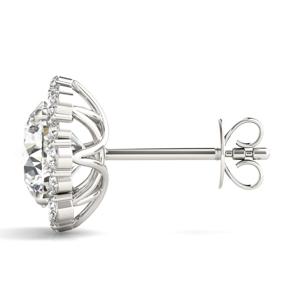 Round Diamond Halo Earrings