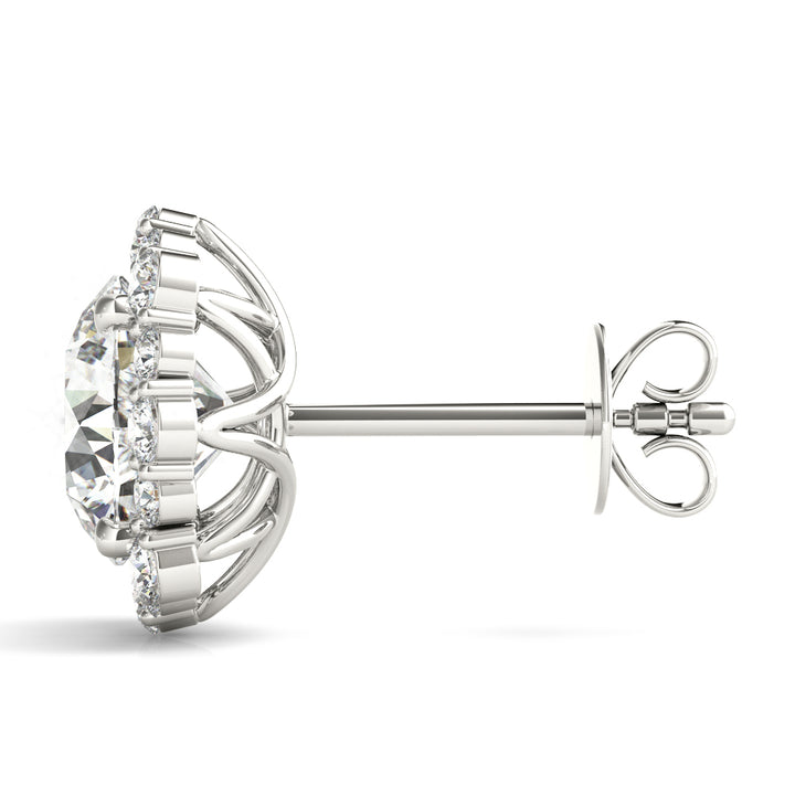 Round Diamond Halo Earrings