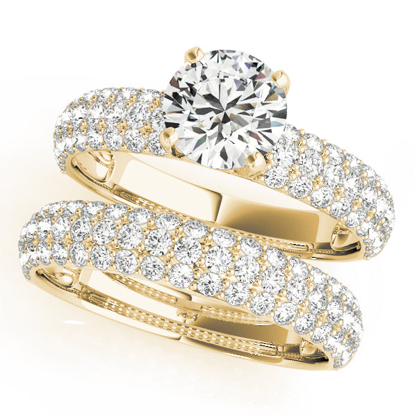 14K Yellow Gold Diamond Pave Engagement Ring