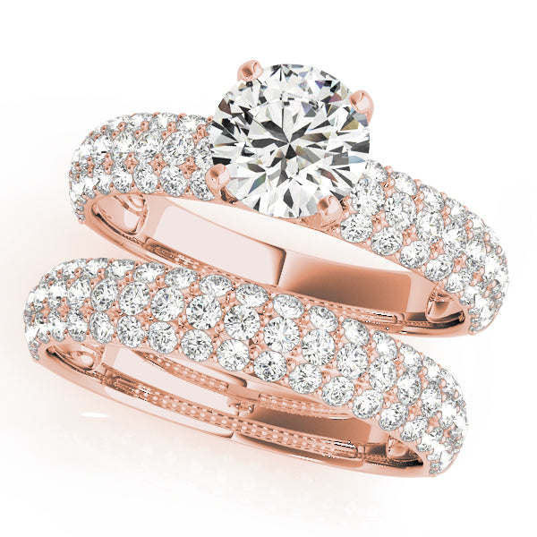 18K Rose Gold 1 ct Diamond Pave Engagement Ring