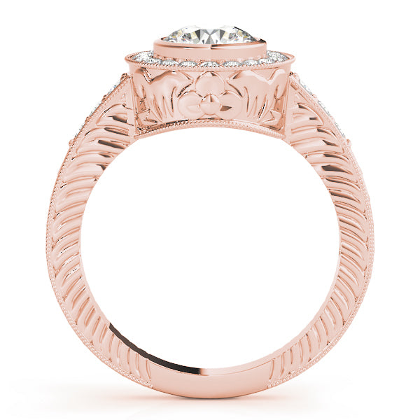 14K Rose Gold 1.05 ctw Diamond Halo Engagement Ring