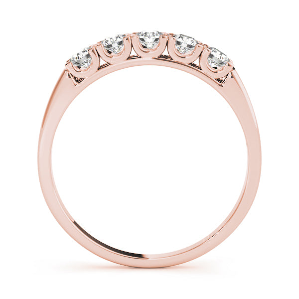14K Rose Gold 5-Stone Diamond Wedding Ring