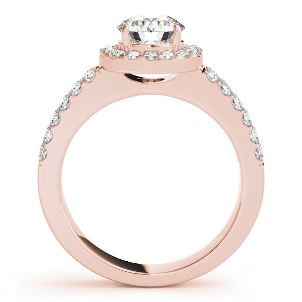 14K Rose Gold 1 CT Diamond Halo Engagement Ring