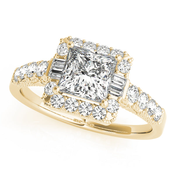 14K Yellow Gold 1.5ctw Diamond Halo Engagement Ring