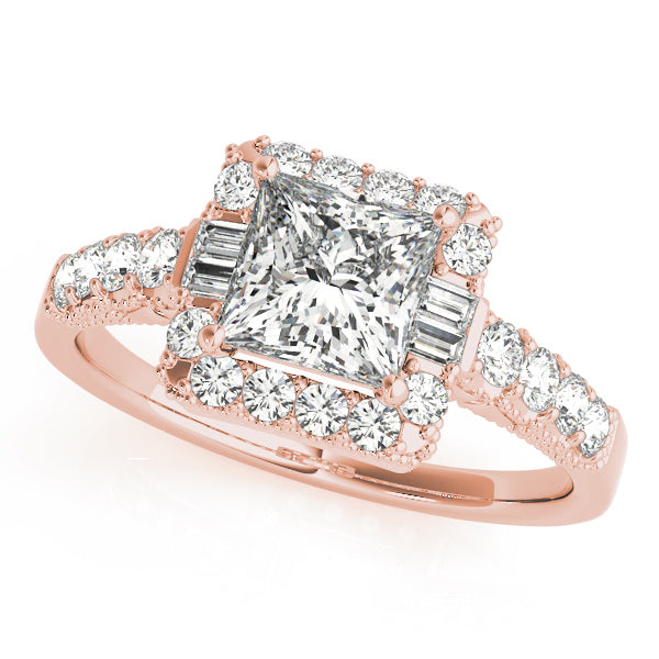 18K Rose Gold 1.5ctw Diamond Halo Engagement Ring