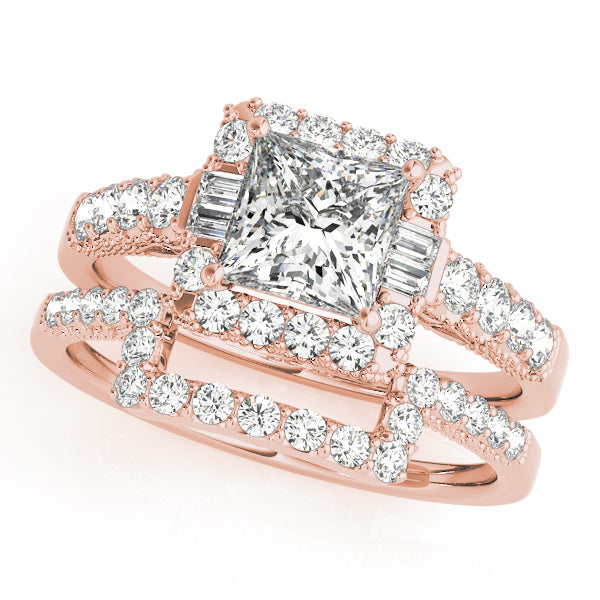 18K Rose Gold 1.5ctw Diamond Halo Engagement Ring