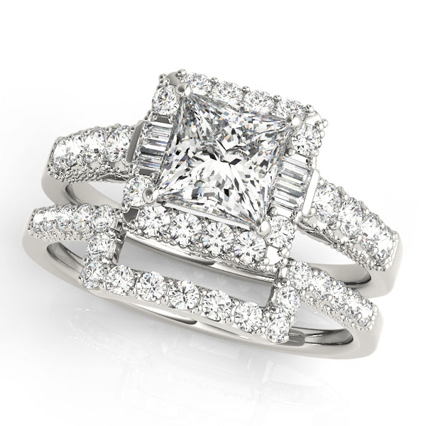 1.0 CT Square Diamond Halo Engagement Ring