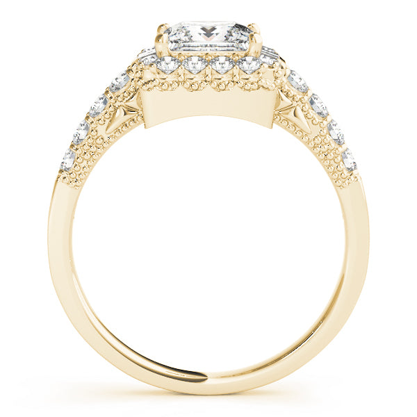 14K Yellow Gold 1.5ctw Diamond Halo Engagement Ring