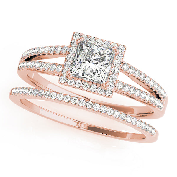 14K Rose Gold 1 CT Diamond Halo Engagement Ring
