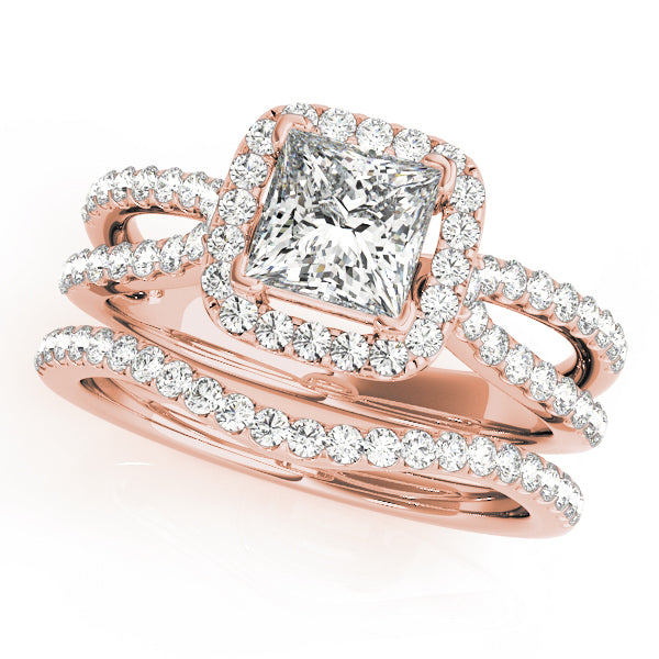 18K Rose Gold 1.16 ctw Diamond Halo Engagement Ring