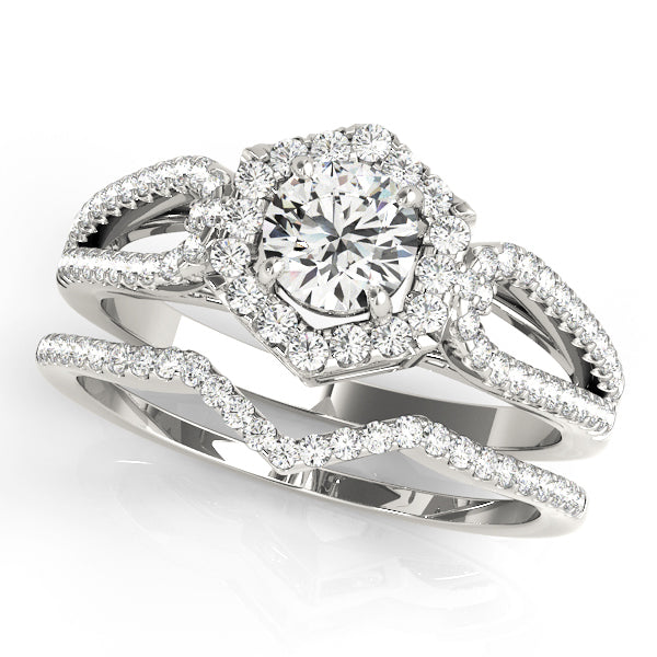 1 CT Round Diamond Halo Engagement Ring