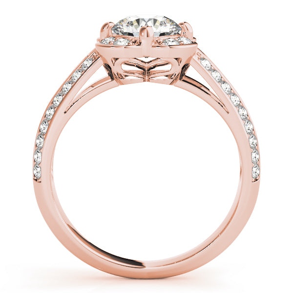 18K Rose Gold 1 ct Diamond Halo Engagement Ring