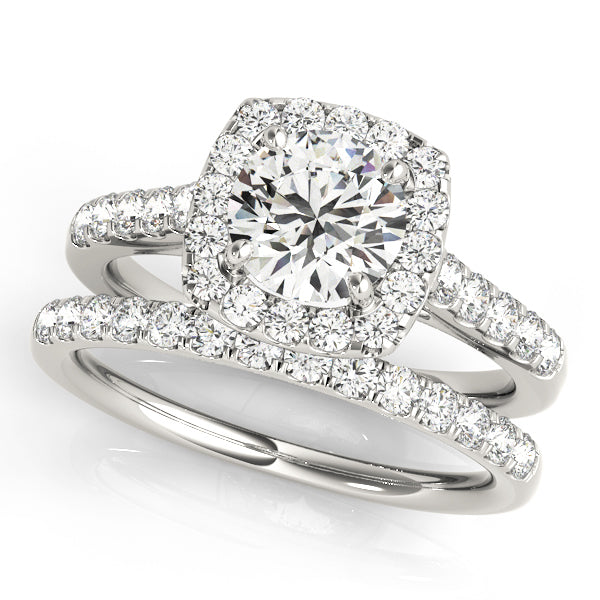 1 CT Round Diamond Halo Engagement Ring