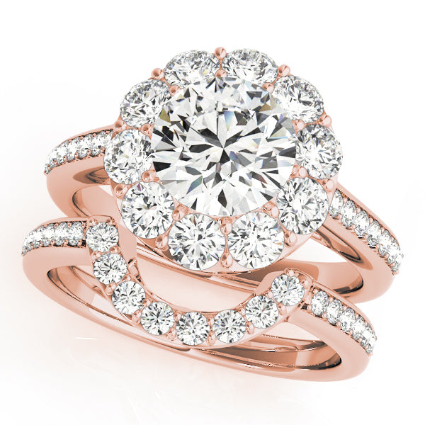 18K Rose Gold 1 ct Diamond Halo Engagement Ring