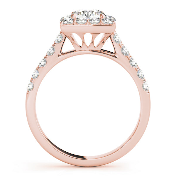 14K Rose Gold 1 ct Diamond Halo Engagement Ring