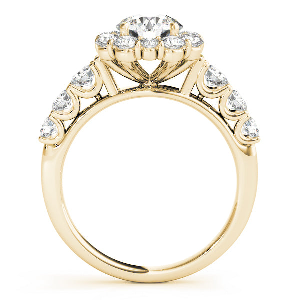 18K Yellow Gold 2 CT Diamond Halo Engagement Ring
