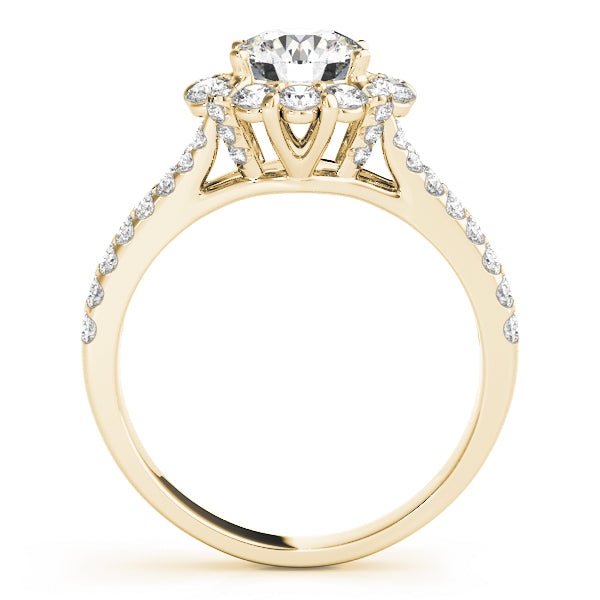 14K Yellow Gold 1 ct Diamond Halo Engagement Ring