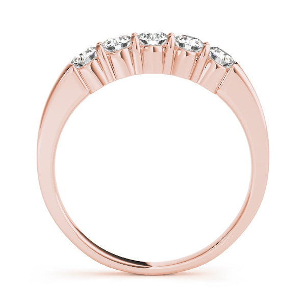 18K Rose Gold 5-Stone Diamond Wedding Ring