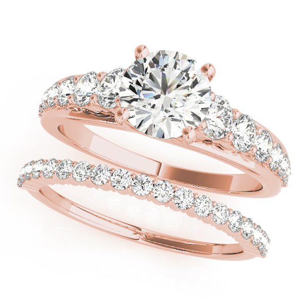 18K Rose Gold 1 ct Diamond Single Row Engagement Ring