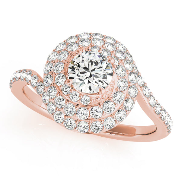 18K Rose Gold 1 ct Diamond Halo Engagement Ring