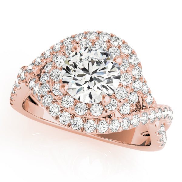 14K Rose Gold 1 ct Diamond Halo Engagement Ring