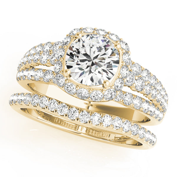 18K Yellow Gold 1 ct Diamond Halo Engagement Ring