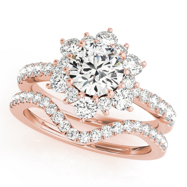 18K Rose Gold 1 CT Diamond Halo Engagement Ring
