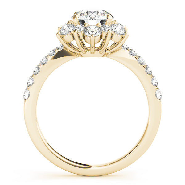 18K Yellow Gold Round Diamond Halo Engagement Ring