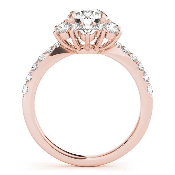 18K Rose Gold 1 CT Diamond Halo Engagement Ring