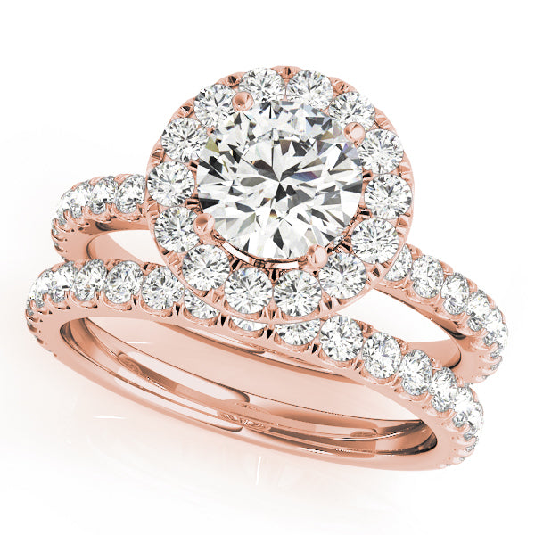 18K Rose Gold 1.5 ctw Diamond Halo Engagement Ring