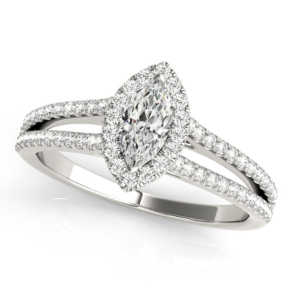 1.0 CT Marquise Diamond Halo Engagement Ring