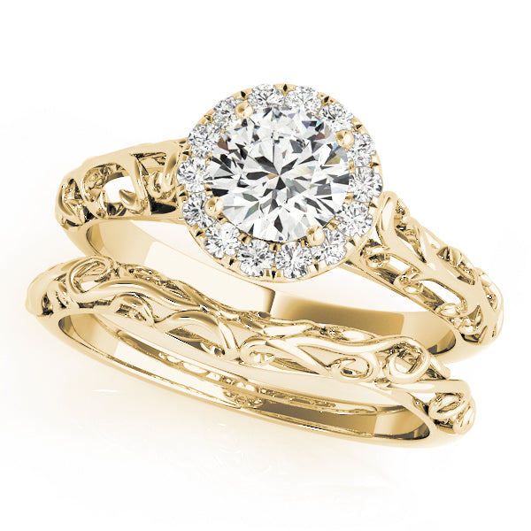 14K Yellow Gold Round Diamond Engagement Ring