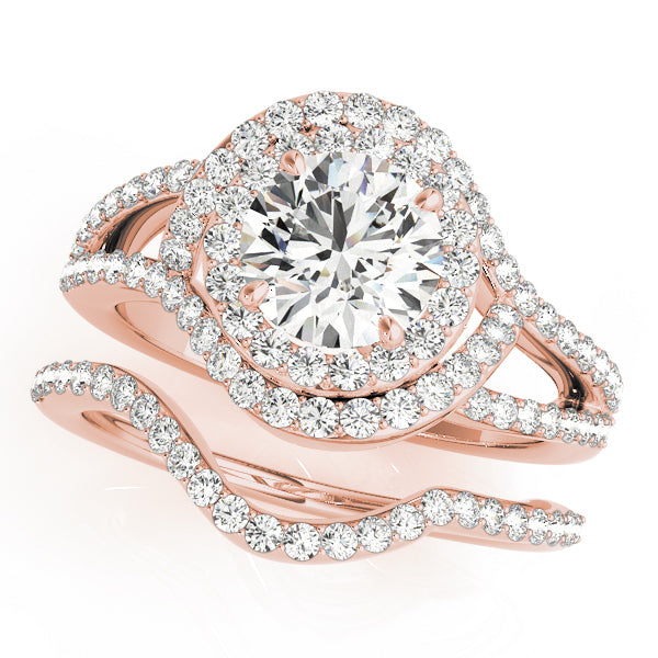 14K Rose Gold 1 ct Diamond Halo Engagement Ring