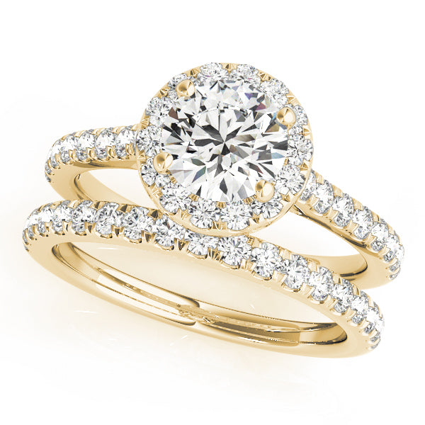14K Yellow Gold 1.33ctw Diamond Halo Engagement Ring