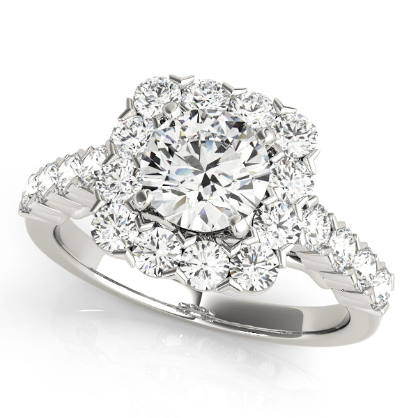 Round Diamond Halo Engagement Ring