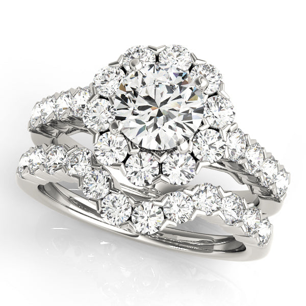 Round Diamond Halo Engagement Ring in Premium Setting