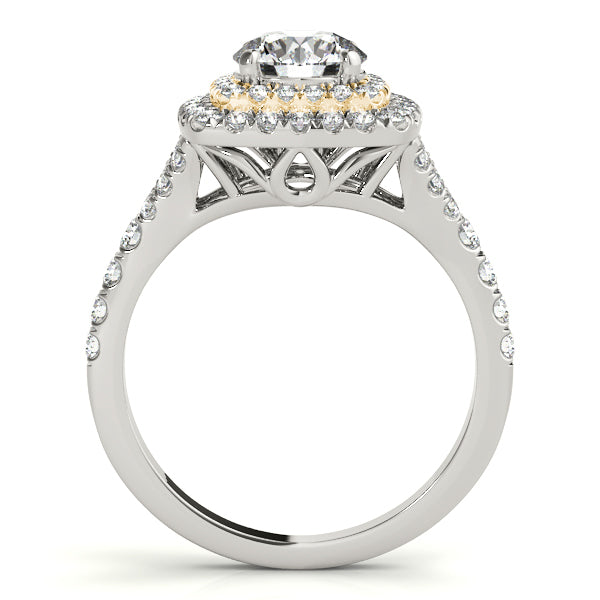 14K Yellow Gold Round Diamond Halo Engagement Ring