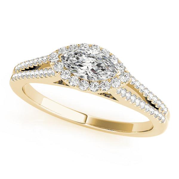 14K Yellow Gold Marquise Diamond Halo Ring