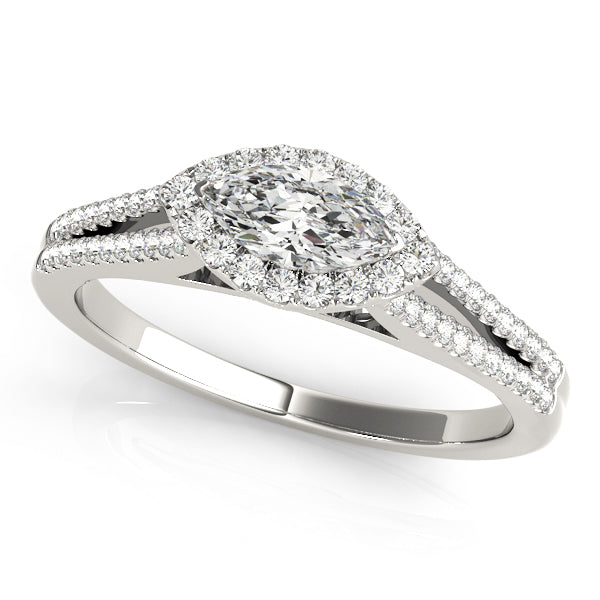 1.0 CT Marquise Diamond Halo Engagement Ring