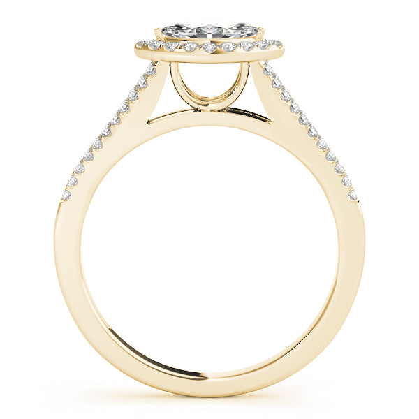 14K Yellow Gold Marquise Diamond Halo Ring