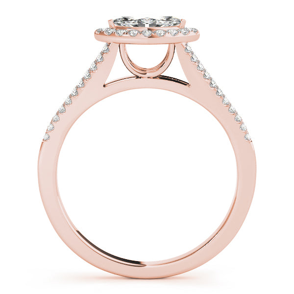 18K Rose Gold 1 CT Marquise Diamond Halo Ring