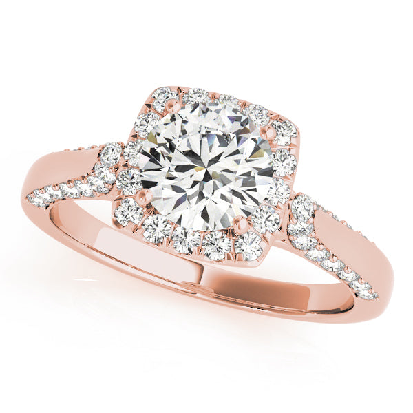 14K Rose Gold 1 CT Diamond Halo Engagement Ring