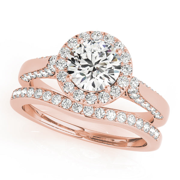 14K Rose Gold 1 CT Diamond Halo Engagement Ring