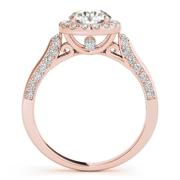 14K Rose Gold 1 CT Diamond Halo Engagement Ring