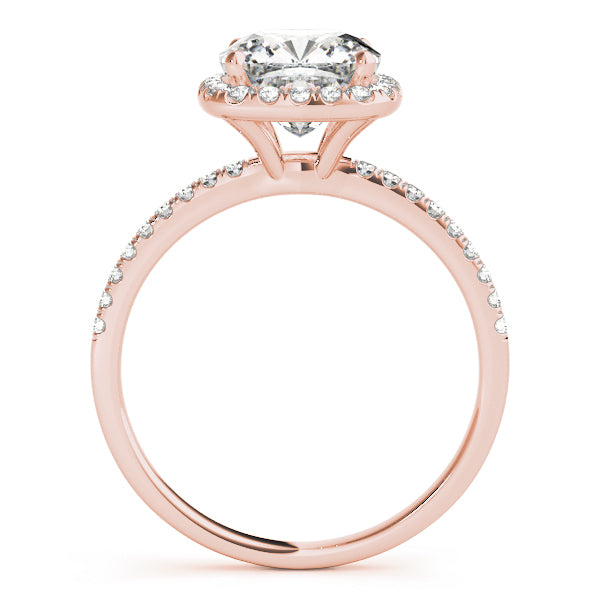 14K Rose Gold Cushion Diamond Halo Engagement Ring