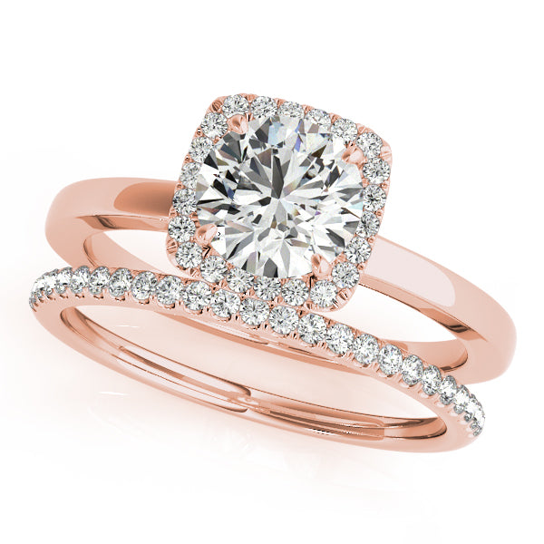 18K Rose Gold 1 ct Diamond Halo Engagement Ring